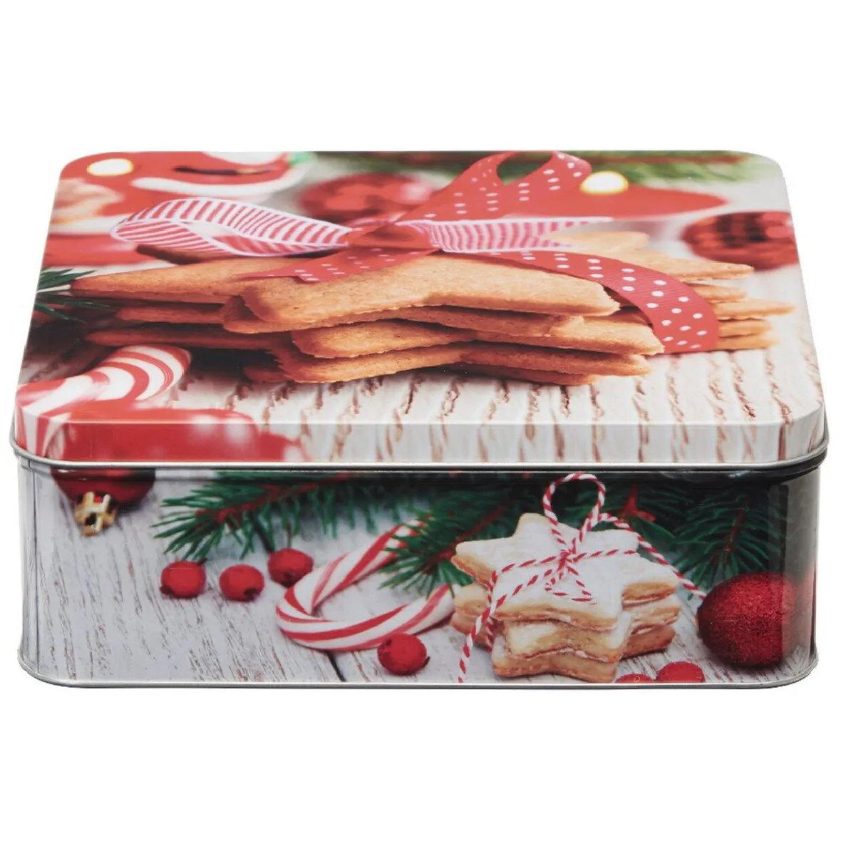 Gifi Conservation Alimentaire^Boîte de Noël carré vintage métal motif biscuit étoile