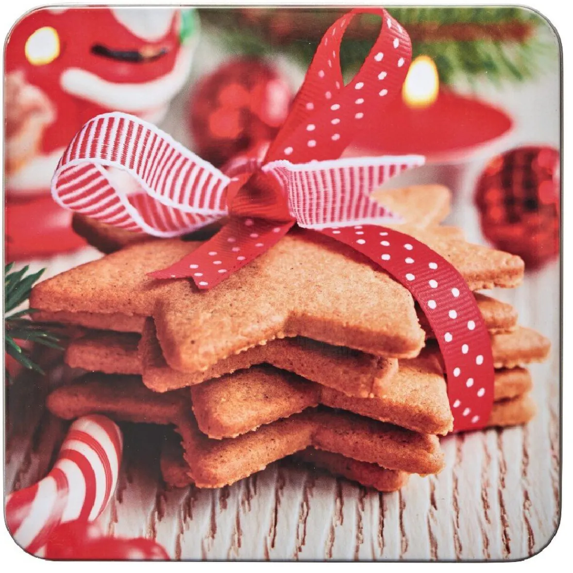 Gifi Conservation Alimentaire^Boîte de Noël carré vintage métal motif biscuit étoile