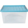 New Boîte de rangement à clips 31 L transparent et violet Entretien Du Linge