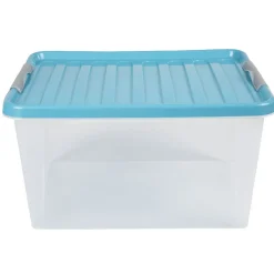 New Boîte de rangement à clips 31 L transparent et violet Entretien Du Linge