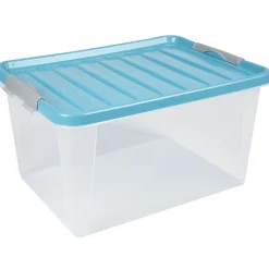 New Boîte de rangement à clips 31 L transparent et violet Entretien Du Linge