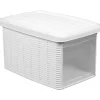 Boîte de rangement 5 L double ouverture blanche effet osier Rangement