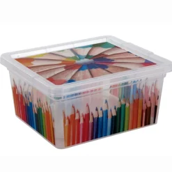 New Boîte de rangement 2 L motif crayon Entretien Du Linge