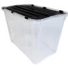 Boîte de rangement avec couvercle noir 60 L Rangement