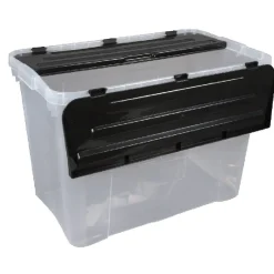 Boîte de rangement avec couvercle noir 60 L Rangement