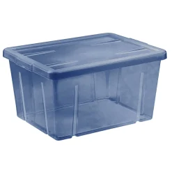 Boîte de rangement bleu avec couvercle 30L Rangement
