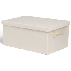 Boîte de rangement coton gris ou beige 40,5xH18x26,5cm Rangement