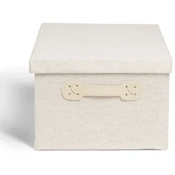 Boîte de rangement coton gris ou beige 40,5xH18x26,5cm Rangement
