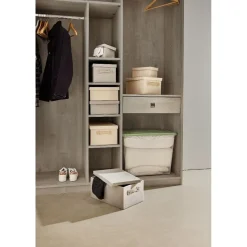 Boîte de rangement coton gris ou beige 40,5xH18x26,5cm Rangement