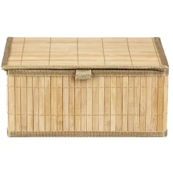 Boîte de rangement déco lattes en bambou L29 x L23 cm Rangement