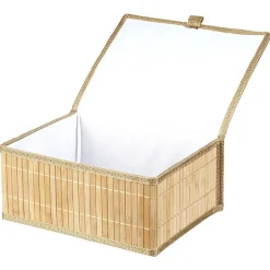 Boîte de rangement déco lattes en bambou L29 x L23 cm Rangement