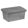 Boîte de rangement gris fumé avec couvercle 4,4L Rangement