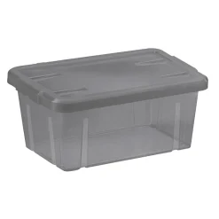 Boîte de rangement gris fumé avec couvercle 4,4L Rangement