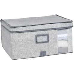 Boîte de rangement grise repliable avec fenêtre Rangement