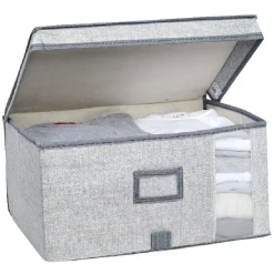 Boîte de rangement grise repliable avec fenêtre Rangement