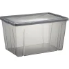 Boîte de rangement noir transparent avec couvercle 54L Rangement