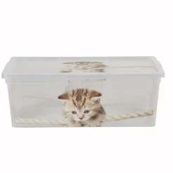 Best Boîte de rangement plastique 2 L design chat ou chiots Entretien Du Linge