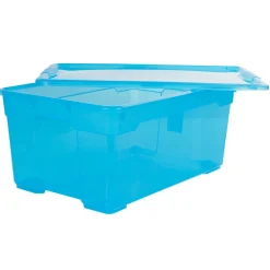Boîte de rangement plastique bleu 45 L Rangement