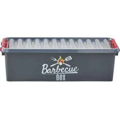 Hot Boîte de rangement plastique pour barbecue grise et rouge Entretien Du Linge