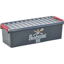 Hot Boîte de rangement plastique pour barbecue grise et rouge Entretien Du Linge