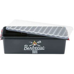Hot Boîte de rangement plastique pour barbecue grise et rouge Entretien Du Linge