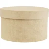 Boîte de rangement ronde beige Ø15xH9cm Rangement