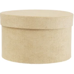 Boîte de rangement ronde beige Ø15xH9cm Rangement