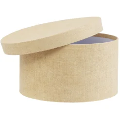 Boîte de rangement ronde beige Ø15xH9cm Rangement