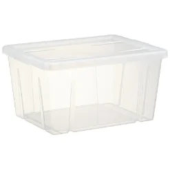 Boîte de rangement transparente avec couvercle 30L Rangement