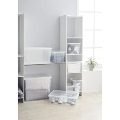 Boîte de rangement transparente avec couvercle 30L Rangement