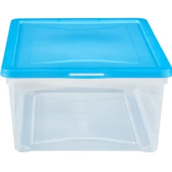 New Boîte de rangement transparente couvercle bleu 10 L x6 Entretien Du Linge