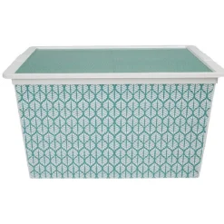 Boîte de rangement vert et blanc exotique 50 L Rangement