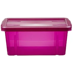 Boîte de rangement violet transparent avec couvercle 4,4L Rangement