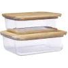 Gifi Conservation Alimentaire^Boîte en verre avec couvercle bambou x2