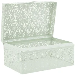 Boîte métallique à motif ajouré dentelle Rangement