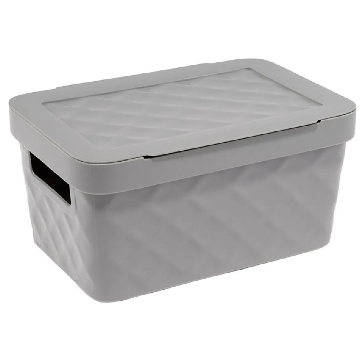 New Boîte rangement en plastique gris design relief 4,5L Entretien Du Linge