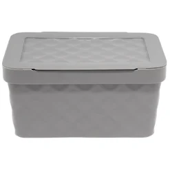 New Boîte rangement en plastique gris design relief 4,5L Entretien Du Linge