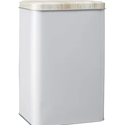 Gifi Conservation Alimentaire^Boîte rectangulaire en métal gris avec couvercle effet bois