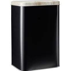 Gifi Conservation Alimentaire^Boîte rectangulaire en métal noir avec couvercle effet bois