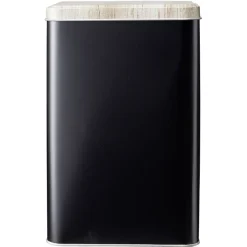 Gifi Conservation Alimentaire^Boîte rectangulaire en métal noir avec couvercle effet bois