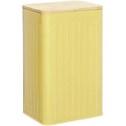 Gifi Conservation Alimentaire^Boîte rectangulaire métal embossée couvercle bambou 12,8x10xH20,5cm