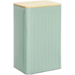 Gifi Conservation Alimentaire^Boîte rectangulaire métal embossée couvercle bambou 12,8x10xH20,5cm