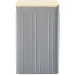 Gifi Conservation Alimentaire^Boîte rectangulaire métal embossée couvercle bambou 12,8x10xH20,5cm