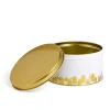 Gifi Conservation Alimentaire^Boîte ronde en métal blanc et doré Ø13,5xH7cm