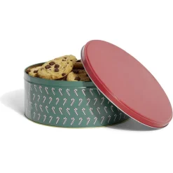 Gifi Conservation Alimentaire^Boîte ronde en métal Ø22cm motif sucres d'orge rouge et vert
