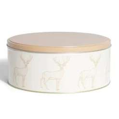 Gifi Conservation Alimentaire^Boîte ronde en métal Ø22cm motif cerf beige et orange