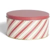 Gifi Conservation Alimentaire^Boîte ronde en métal Ø16,7cm motif rayures beige et rouge