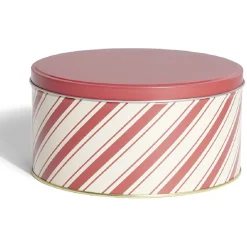 Gifi Conservation Alimentaire^Boîte ronde en métal Ø16,7cm motif rayures beige et rouge