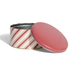 Gifi Conservation Alimentaire^Boîte ronde en métal Ø16,7cm motif rayures beige et rouge