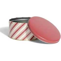 Gifi Conservation Alimentaire^Boîte ronde en métal Ø16,7cm motif rayures beige et rouge